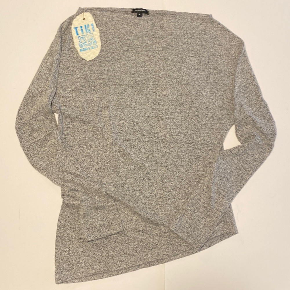 Stella & Dot Asymmetrical Boatneck Knit Sweater Medium Grey